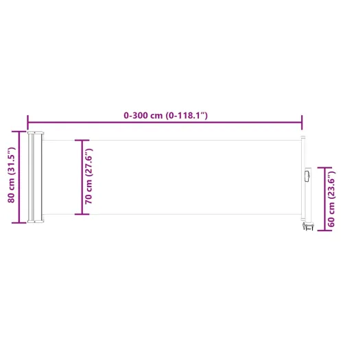 Uvlačiva bočna tenda za terasu 80 x 300 cm smeđa - Smeđa 80 x 300 cm Cijena