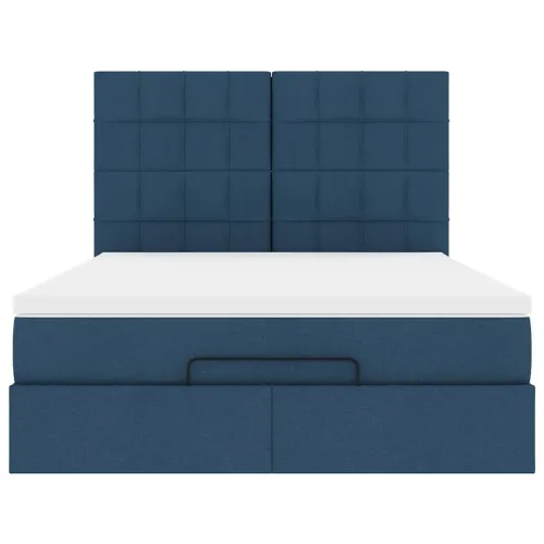 otoman krevet s madracem plavi 140x190cm od tkanine - Plava 140 x 190 cm Blok s kvadratima Plava Cijena