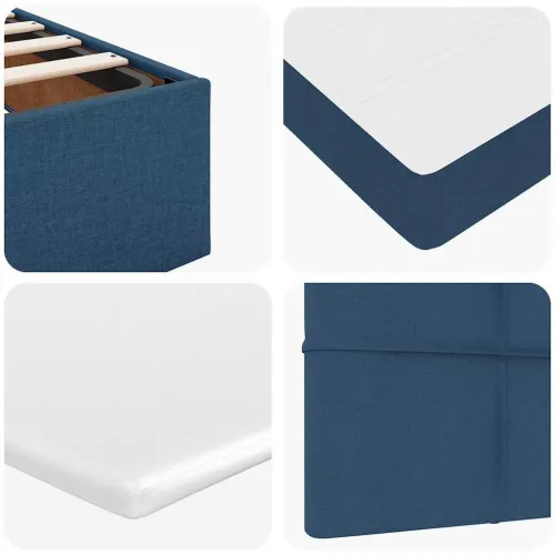 otoman krevet s madracem plavi 140x190cm od tkanine - Plava 140 x 190 cm Blok s kvadratima Plava Cijena