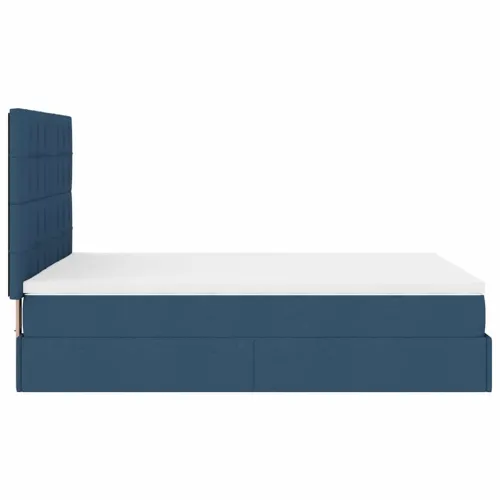 otoman krevet s madracem i LED plavi 140x190 cm tkanine - Plava 140 x 190 cm Blok s kvadratima Plava Cijena