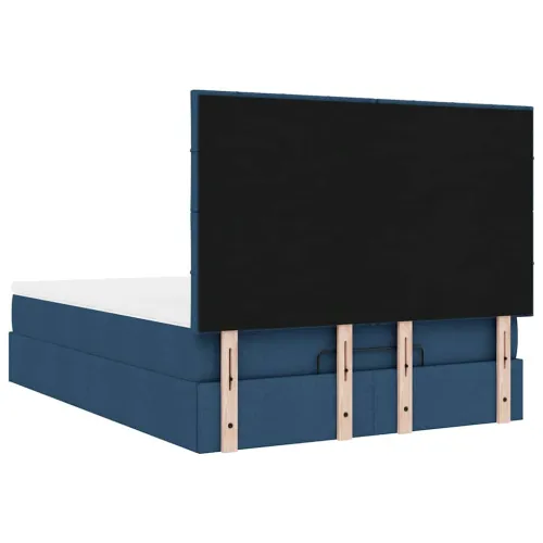 otoman krevet s madracem i LED plavi 140x190 cm tkanine - Plava 140 x 190 cm Blok s kvadratima Plava Cijena