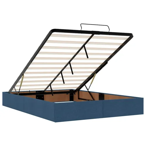 otoman krevet s madracem i LED plavi 140x190 cm tkanine - Plava 140 x 190 cm Blok s kvadratima Plava Cijena
