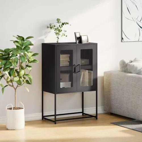Visoka ploča crna 68x39x107 cm čelik - Crna 1 Cijena