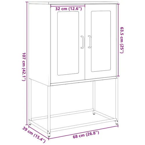 Visoka ploča crna 68x39x107 cm čelik - Crna 1 Cijena