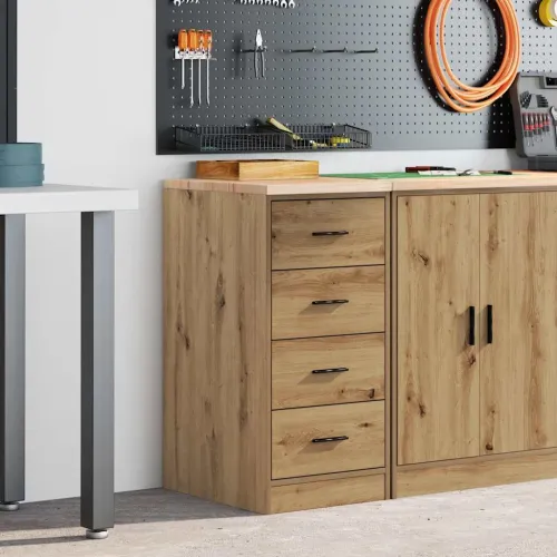 Garažni ormar za odlaganje 40x51x85 cm masivne borovine - hrast artisan 40 x 51 x 85 cm 1 4 ladice 4 zásuvky Cijena