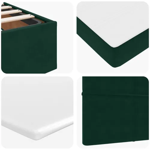 otoman krevet s madracem tamnozeleni 160x200 cm baršunasti - Tamnozelena 160 x 200 cm Blok s kvadratima Tamnozelena Cijena