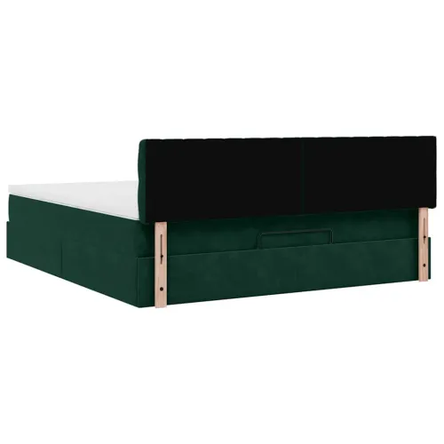otoman krevet s madracem i LED 160x200 cm baršunasti - Tamnozelena 160 x 200 cm Dizajn s gumbima Tamnozelena Cijena