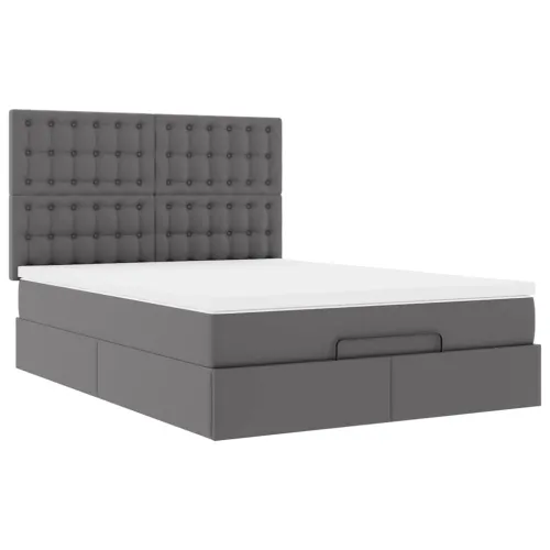 otoman krevet s madracima i LED sivi 140x190cm umjetna koža - Siva 140 x 190 cm Siva 140 x 190 cm Cijena