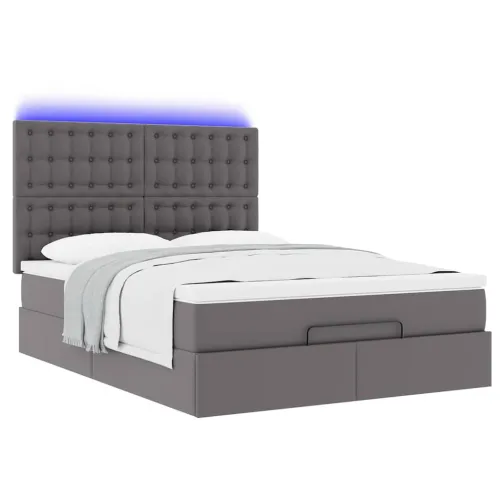 otoman krevet s madracima i LED sivi 140x190cm umjetna koža - Siva 140 x 190 cm Siva 140 x 190 cm Cijena