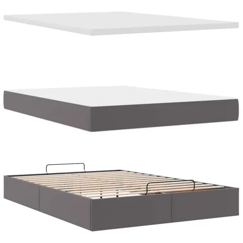 otoman krevet s madracima i LED sivi 140x190cm umjetna koža - Siva 140 x 190 cm Siva 140 x 190 cm Cijena