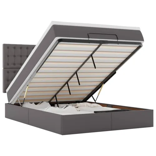 otoman krevet s madracima i LED sivi 140x190cm umjetna koža - Siva 140 x 190 cm Siva 140 x 190 cm Cijena