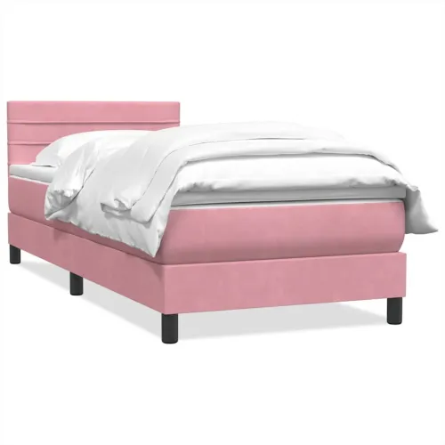 Box Spring krevet s madracem ružičasti 90x210 cm samt - Ružičasta 90 x 210 cm vodoravne pruge Ružičasta Cijena