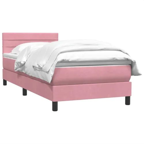 Box Spring krevet s madracem ružičasti 90x210 cm samt - Ružičasta 90 x 210 cm vodoravne pruge Ružičasta Cijena
