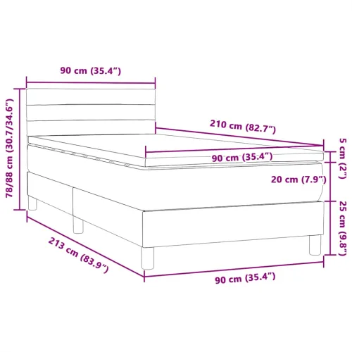 Box Spring krevet s madracem ružičasti 90x210 cm samt - Ružičasta 90 x 210 cm vodoravne pruge Ružičasta Cijena