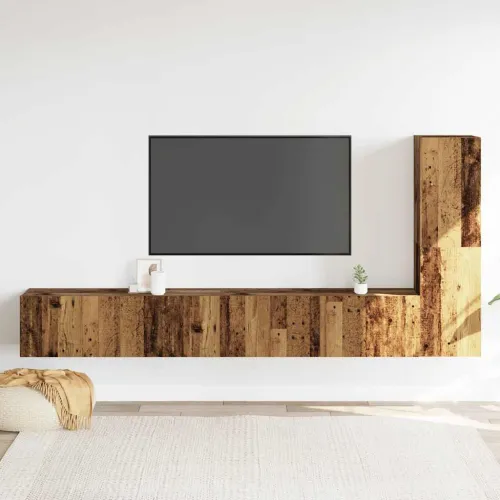 3-dijelni zidni set TV ormarić konstruirano drvo - Staro drvo 3 100 cm Cijena