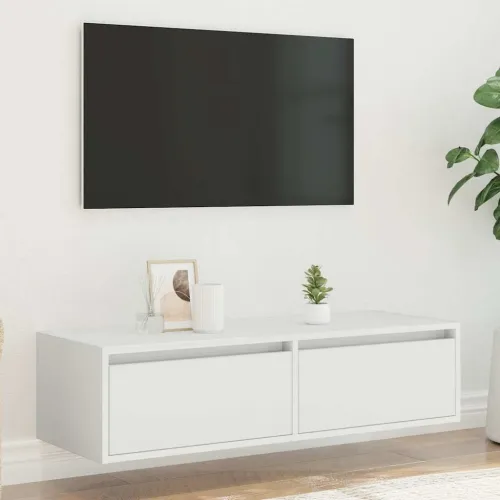 TV ormarić s LED svjetlima bijeli 100X35,5x25 cm - Bijela 1 100 cm Cijena