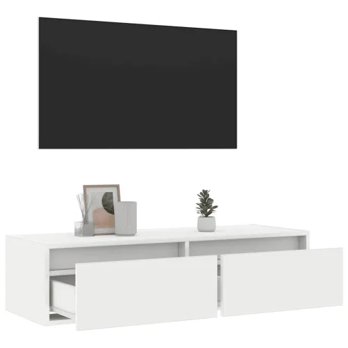 TV ormarić s LED svjetlima bijeli 100X35,5x25 cm - Bijela 1 100 cm Cijena
