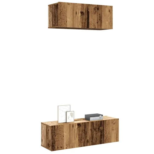 2-dijelni zidni set TV ormarić konstruirano drvo - Staro drvo 1 80/100 cm Staro drvo Cijena