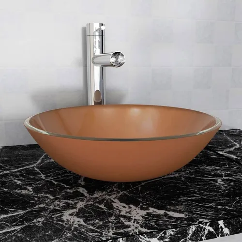 Lavabo - Umivaonik Kaljeno Staklo 42 cm Smeđi - Smeđa Bez slavine Smeđa Bez slavine Cijena
