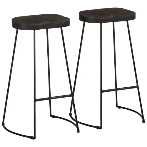 Barski stolci 2 kom crni 45x40x78 cm masivnog drva manga - Crna 45 x 40 x 78 cm masivno drvo manga Cijena