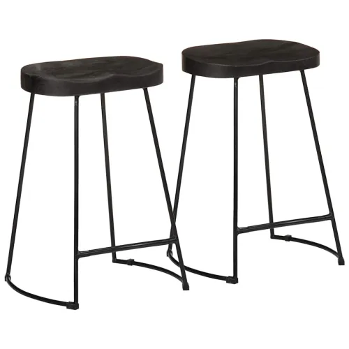 Barski stolci 2 kom crni 45x40x62 cm masivnog drva manga - Crna 45 x 40 x 62 cm masivno drvo manga Cijena