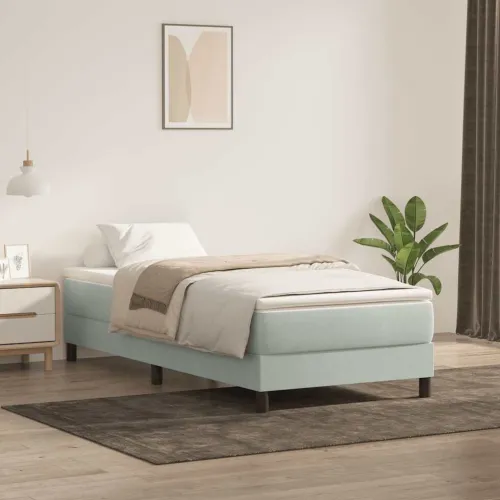 Box Spring krevet bez madraca svijetlo sivi 100x210 cm samt - Svjetlosiva 25 cm 100 x 210 cm Cijena