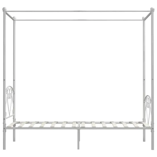 Okvir za krevet s nadstrešnicom bijeli metalni 120 x 200 cm  - Bijela 120 x 200 cm Bijela 120 x 200 cm Cijena