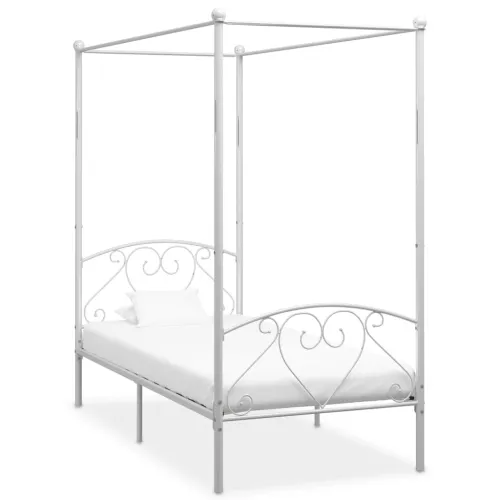 Okvir za krevet s nadstrešnicom bijeli metalni 120 x 200 cm  - Bijela 120 x 200 cm Bijela 120 x 200 cm Cijena