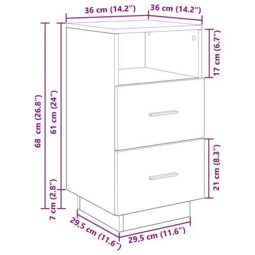 Noćni ormarić s 2 ladice siva sonoma 36x36x68 cm - Sivi hrast sonoma 1 Cijena