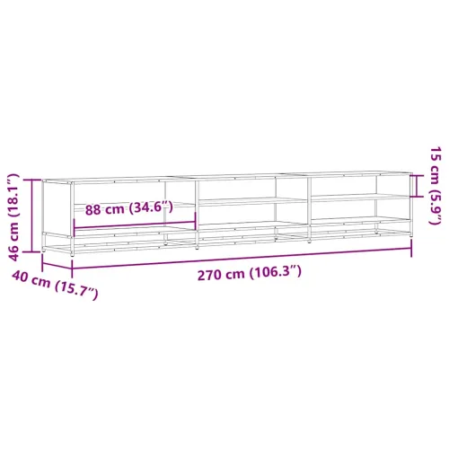 TV ormarić crni 270x40x46 cm izrađeno drvo - Crna 1 270 cm Crna Cijena