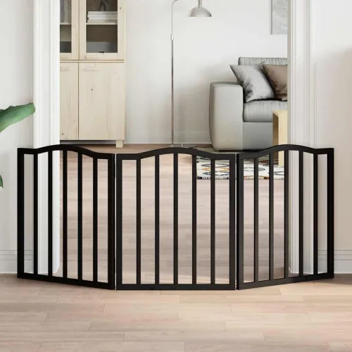 Vrata za pse s 3 panela sklopiva crna 150 cm od drva topole - Crna 50 x 60 x 2 cm 3 Cijena