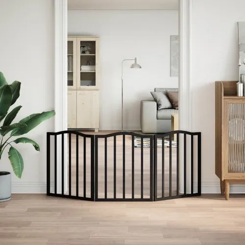 Vrata za pse s 3 panela sklopiva crna 150 cm od drva topole - Crna 50 x 60 x 2 cm 3 Cijena