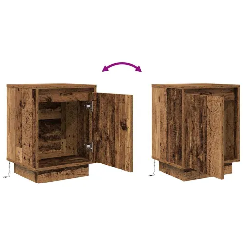 Noćni ormarić s LED svjetlima boja drva 38x34x50 cm - Staro drvo 1 Cijena