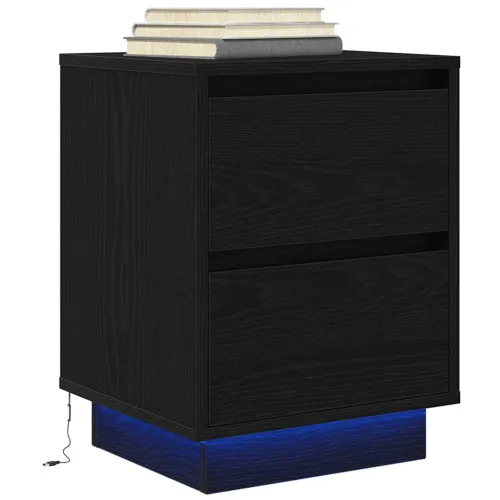 Noćni ormarić s LED svjetlima crni 38x34x50 cm - Crna 1 50 cm Cijena