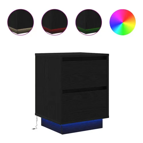 Noćni ormarić s LED svjetlima crni 38x34x50 cm - Crna 1 50 cm Cijena
