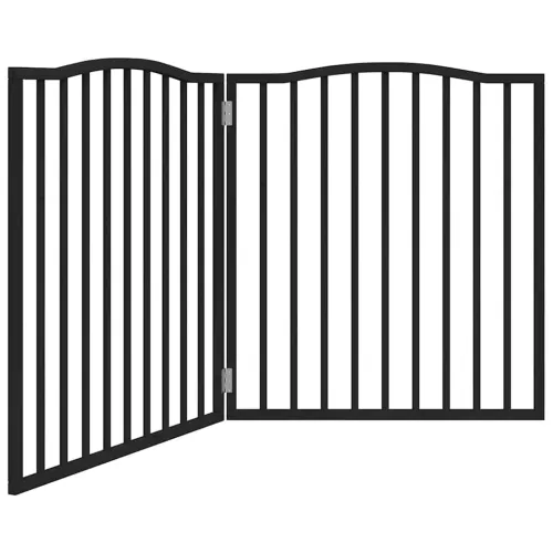 Vrata za pse s 2 panela sklopiva crna 160 cm od drva topole - Crna 80 x 90 x 2 cm 2 Crna Cijena