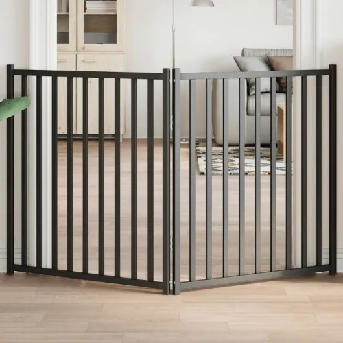 Vrata za pse sklopiva 2 panela crna 160 cm od masivna jelovina - Crna 80 x 90 x 2 cm 2 Crna Cijena