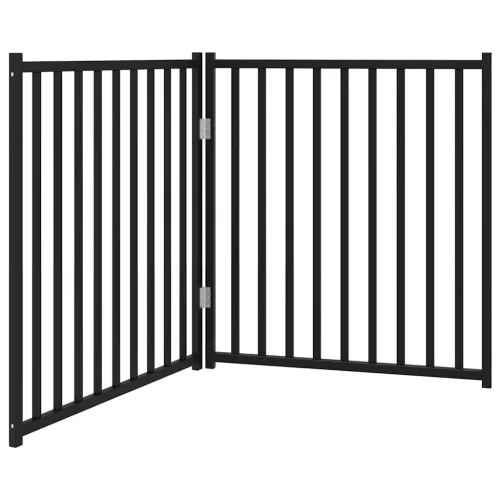 Vrata za pse sklopiva 2 panela crna 160 cm od masivna jelovina - Crna 80 x 90 x 2 cm 2 Crna Cijena