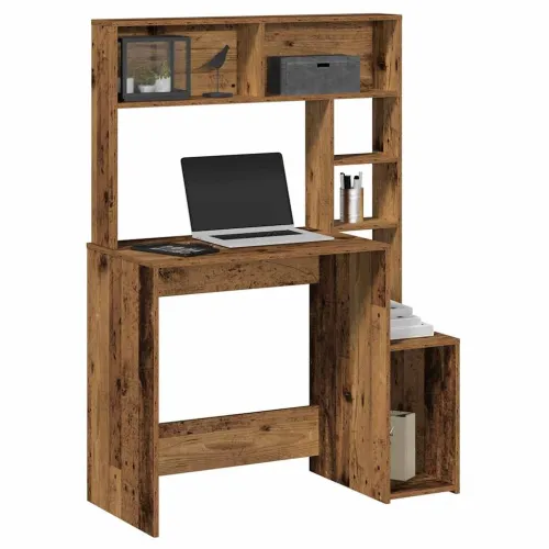 Radni stol s policama boja drva 100x45x140 cm konstruirano drvo - Staro drvo Staro drvo Cijena