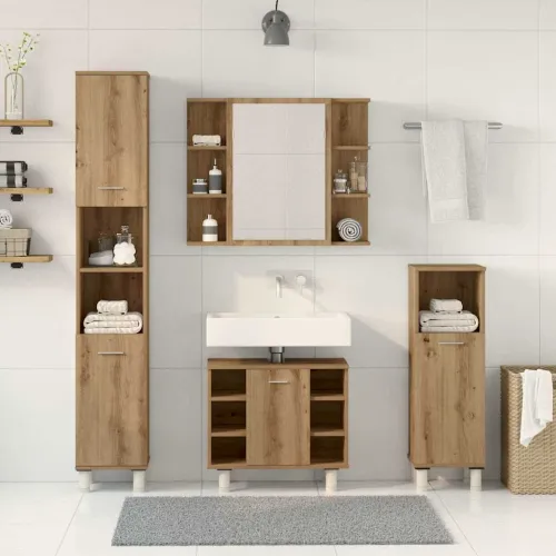 4-dijelni set kupaonskog namještaja käsityöläinen tammi - Hrast artisan Cijena