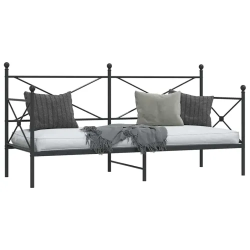 Dnevni krevet bez madraca crni 80x200 cm čelik - Crna 80 x 200 cm bez madraca na kotačićima Cijena