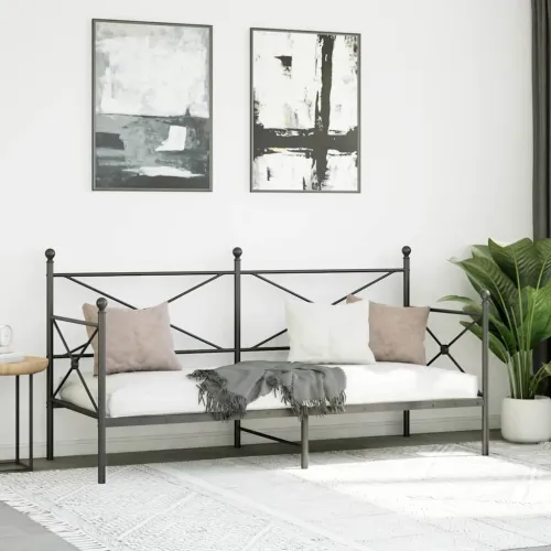 Dnevni krevet bez madraca crni 80x200 cm čelik - Crna 80 x 200 cm bez madraca na kotačićima Cijena