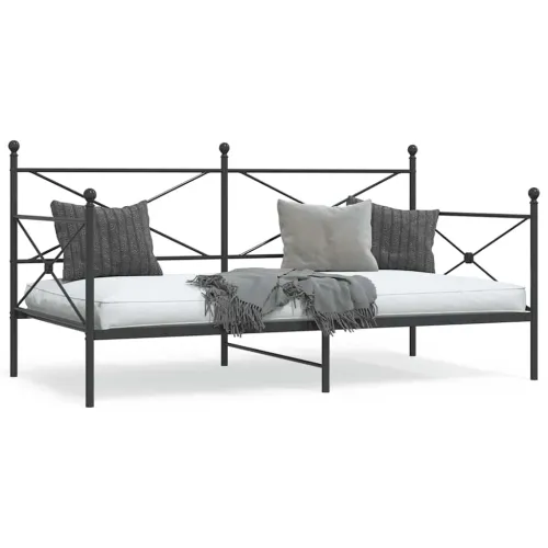 Dnevni krevet bez madraca crni 100x200 cm čelik - Crna 100 x 200 cm bez madraca na kotačićima Cijena