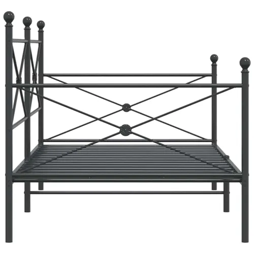 Dnevni krevet bez madraca crni 100x200 cm čelik - Crna 100 x 200 cm bez madraca na kotačićima Cijena