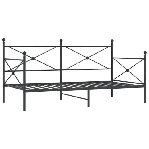 Dnevni krevet bez madraca crni 100x200 cm čelik - Crna 100 x 200 cm bez madraca na kotačićima Cijena