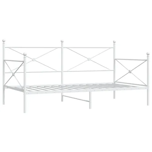 Dnevni krevet bez madraca bijeli 107x203 cm čelik - Bijela 107 x 203 cm bez madraca na kotačićima Cijena