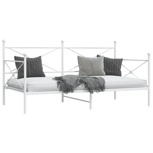 Dnevni krevet bez madraca bijeli 107x203 cm čelik - Bijela 107 x 203 cm bez madraca na kotačićima Cijena