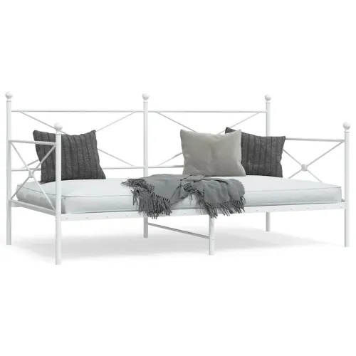 Dnevni krevet bez madraca bijeli 107x203 cm čelik - Bijela 107 x 203 cm bez madraca na kotačićima Cijena