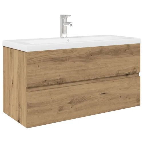 Ormarić za Lavabo - Umivaonik s ugradbenim umivaonikom i slavinom - hrast artisan 90 x 38.5 x 45 cm 1 sa slavinom i odvodom Cijena