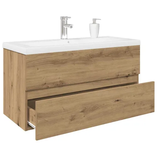 Ormarić za Lavabo - Umivaonik s ugradbenim umivaonikom i slavinom - hrast artisan 90 x 38.5 x 45 cm 1 sa slavinom i odvodom Cijena